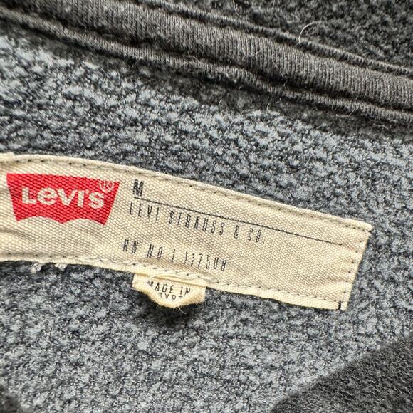 Levi's Hoodie Mens Medium Gray Black Red Logo Pullover Sweatshirt + Pockets - Picture 2 of 7